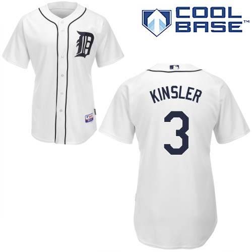 Ian Kinsler #3 MLB Jersey-Detroit Tigers Men's Authentic Home White Cool Base Baseball Jersey